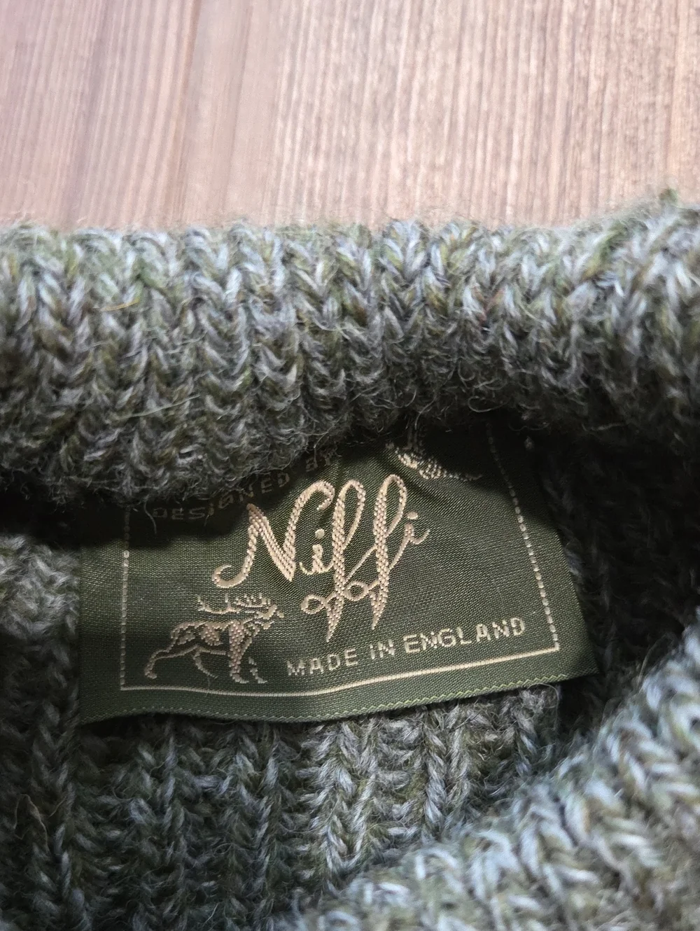 Men's Niffi Olive Ribbed Crewneck Sweater with Elbow Patches